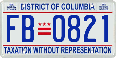 DC license plate FB0821