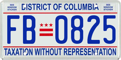 DC license plate FB0825