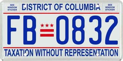 DC license plate FB0832