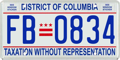 DC license plate FB0834