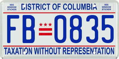 DC license plate FB0835