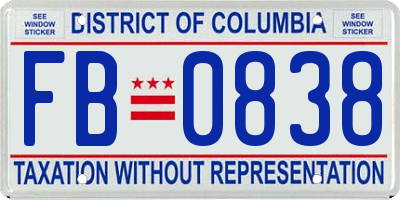 DC license plate FB0838