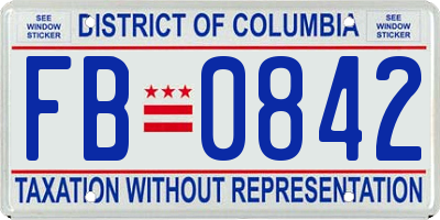 DC license plate FB0842