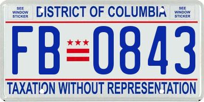 DC license plate FB0843