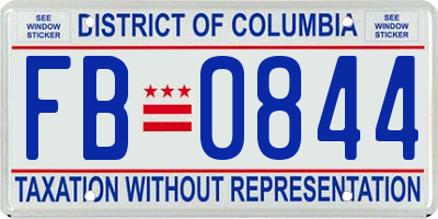 DC license plate FB0844