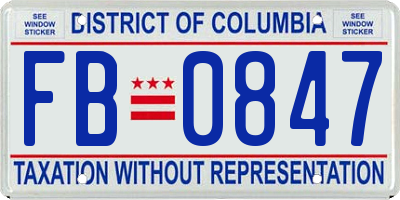 DC license plate FB0847