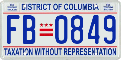 DC license plate FB0849