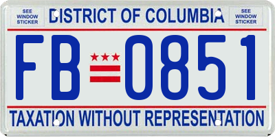 DC license plate FB0851