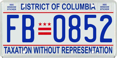 DC license plate FB0852