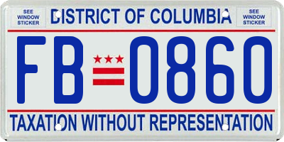 DC license plate FB0860