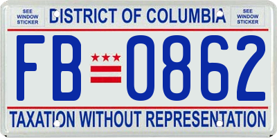 DC license plate FB0862