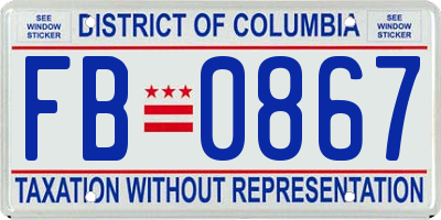 DC license plate FB0867