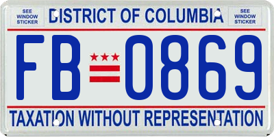 DC license plate FB0869