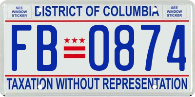 DC license plate FB0874