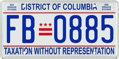 DC license plate FB0885