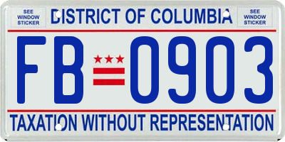 DC license plate FB0903