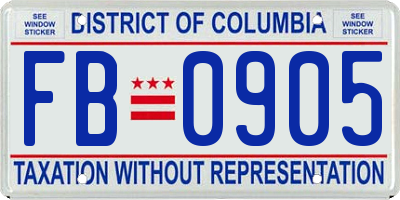 DC license plate FB0905