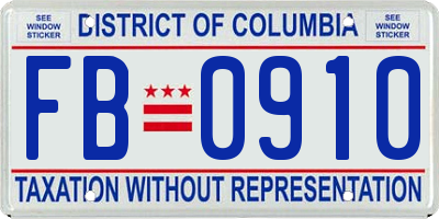 DC license plate FB0910