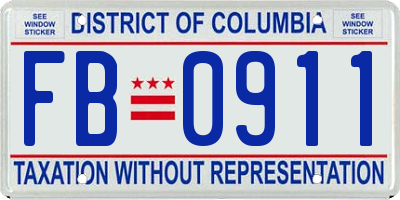 DC license plate FB0911