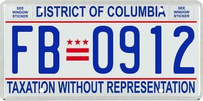 DC license plate FB0912