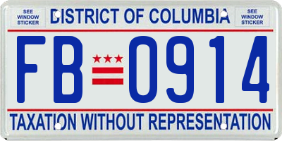 DC license plate FB0914