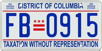 DC license plate FB0915