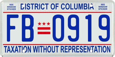 DC license plate FB0919