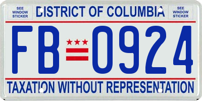 DC license plate FB0924