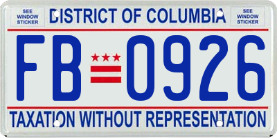 DC license plate FB0926