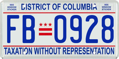 DC license plate FB0928