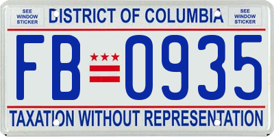 DC license plate FB0935