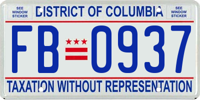 DC license plate FB0937