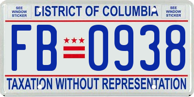 DC license plate FB0938