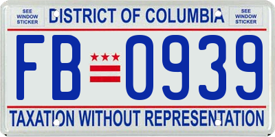 DC license plate FB0939