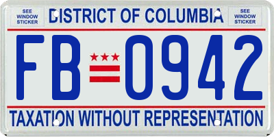 DC license plate FB0942