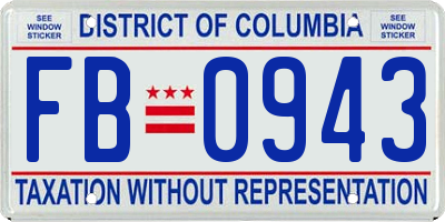 DC license plate FB0943