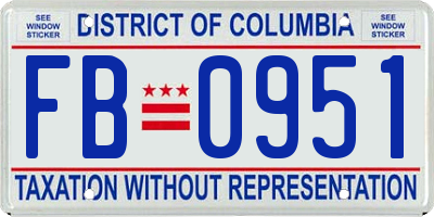 DC license plate FB0951