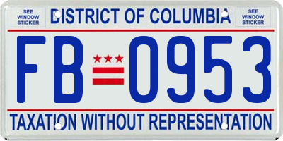 DC license plate FB0953