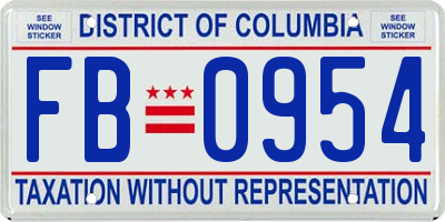 DC license plate FB0954