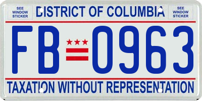 DC license plate FB0963