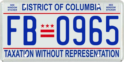 DC license plate FB0965