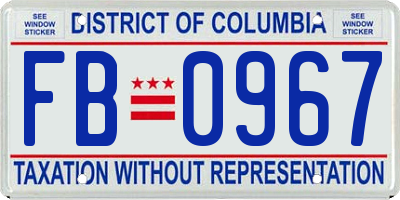 DC license plate FB0967