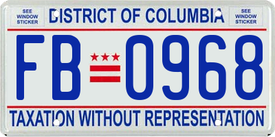 DC license plate FB0968