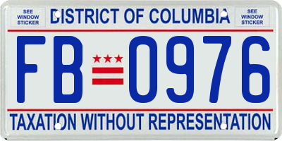 DC license plate FB0976