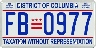 DC license plate FB0977