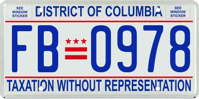 DC license plate FB0978