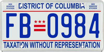 DC license plate FB0984