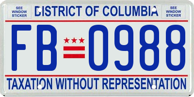 DC license plate FB0988