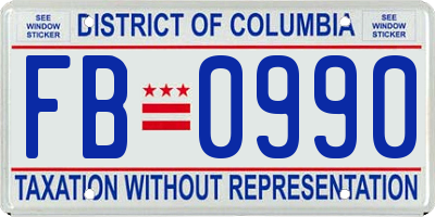 DC license plate FB0990