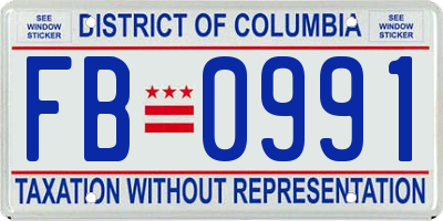 DC license plate FB0991